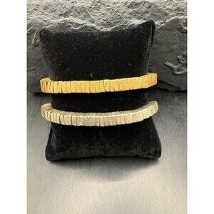 Lot Of 2 Vintage Gold Silver Tone Squared Strand Bracelet Slinky Style 70s 80s